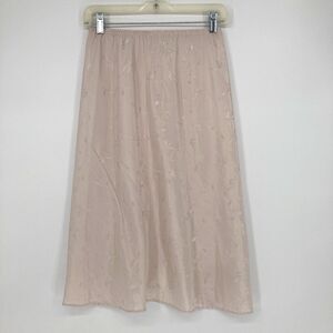 Vintage Deena Jacquard Half Slip SMALL Blush Pink Satin Back Slit